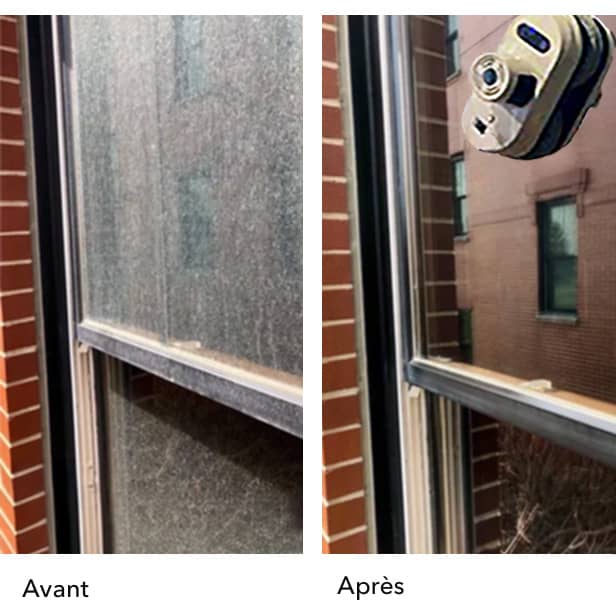 Avant Après utilisation d'un Robot Lave Vitre