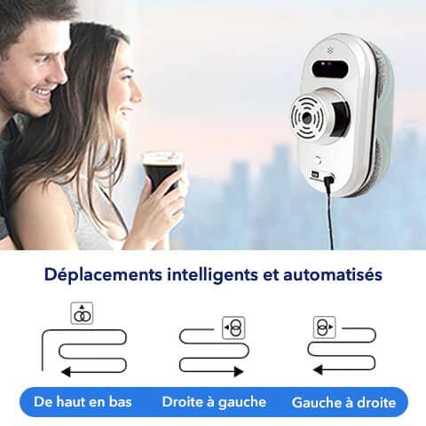 Couple utilisant un robot lave vitre